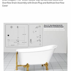 Brass Tubular Leg Tub Bathtub Waste and Overflow Drain Assembly